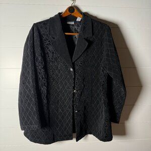 Chico's Travelers Jacket Button Quilted Black Size 3